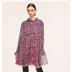 Rebecca Taylor Vera Fleur Smocked Silk Shift Dress - EUC